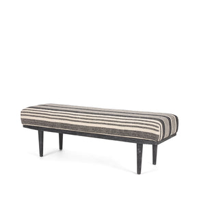 Shae Black Wood w/ Black and Cream Upholstered Bench by Mercana at Eve Furniture