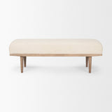 Shae Brown Wood w/ Oatmeal Fabric Bench by Mercana at Eve Furniture
