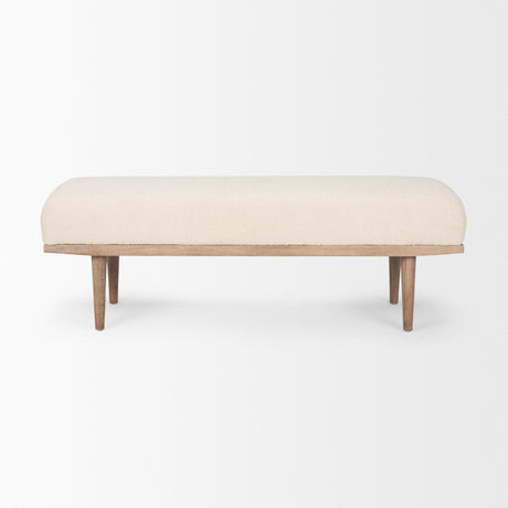 Shae Brown Wood w/ Oatmeal Fabric Bench by Mercana at Eve Furniture
