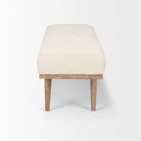 Shae Brown Wood w/ Oatmeal Fabric Bench by Mercana at Eve Furniture