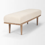 Shae Brown Wood w/ Oatmeal Fabric Bench by Mercana at Eve Furniture