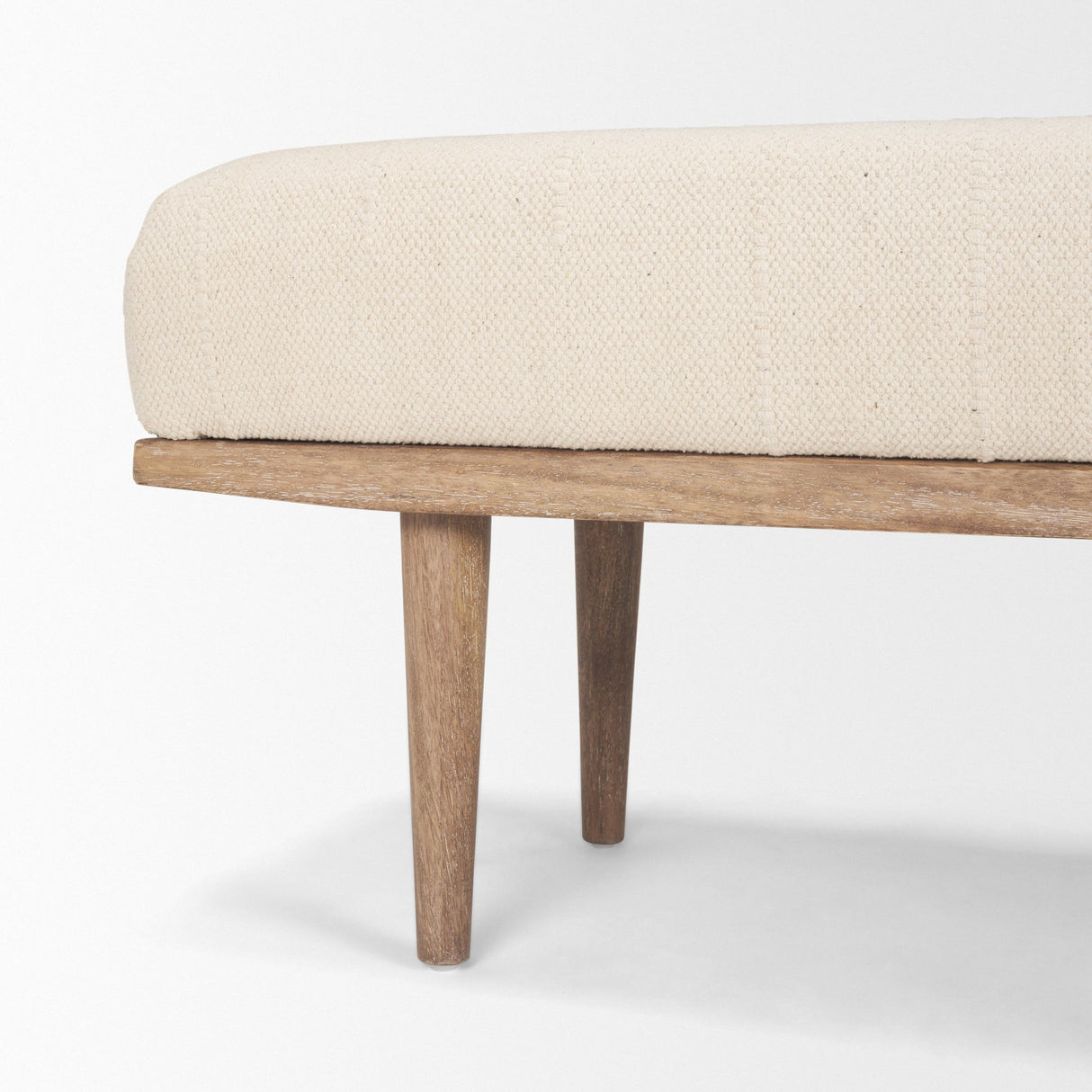 Shae Brown Wood w/ Oatmeal Fabric Bench by Mercana at Eve Furniture
