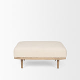 Shae Brown Wood w/ Oatmeal Fabric Ottoman by Mercana at Eve Furniture