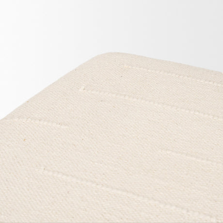 Shae Brown Wood w/ Oatmeal Fabric Ottoman by Mercana at Eve Furniture