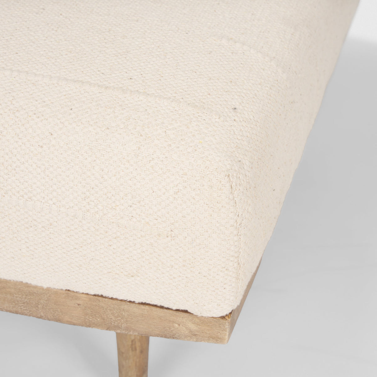 Shae Brown Wood w/ Oatmeal Fabric Ottoman by Mercana at Eve Furniture