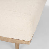 Shae Brown Wood w/ Oatmeal Fabric Ottoman by Mercana at Eve Furniture