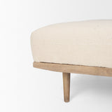 Shae Brown Wood w/ Oatmeal Fabric Ottoman by Mercana at Eve Furniture