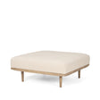 Shae Brown Wood w/ Oatmeal Fabric Ottoman by Mercana at Eve Furniture