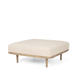 Shae Brown Wood w/ Oatmeal Fabric Ottoman by Mercana at Eve Furniture
