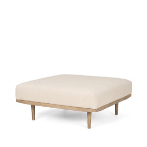 Shae Brown Wood w/ Oatmeal Fabric Ottoman by Mercana at Eve Furniture