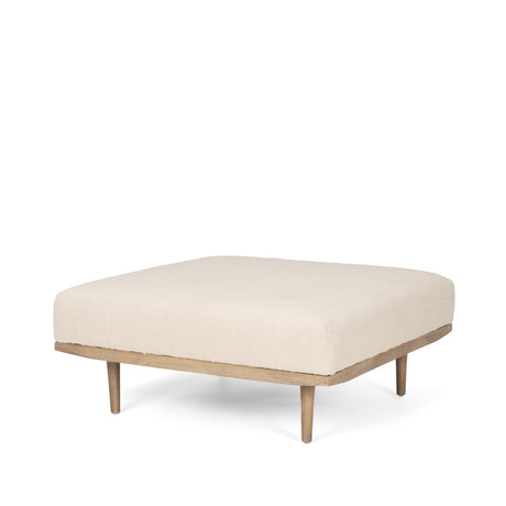 Shae Brown Wood w/ Oatmeal Fabric Ottoman by Mercana at Eve Furniture