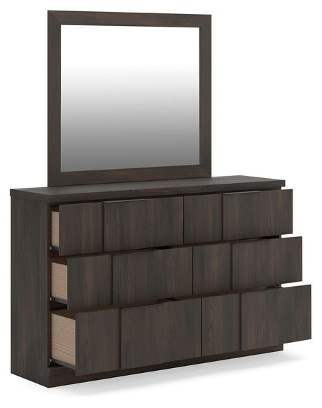 Shaehartin Dark Brown Dresser and Mirror by Ashley at Eve Furniture