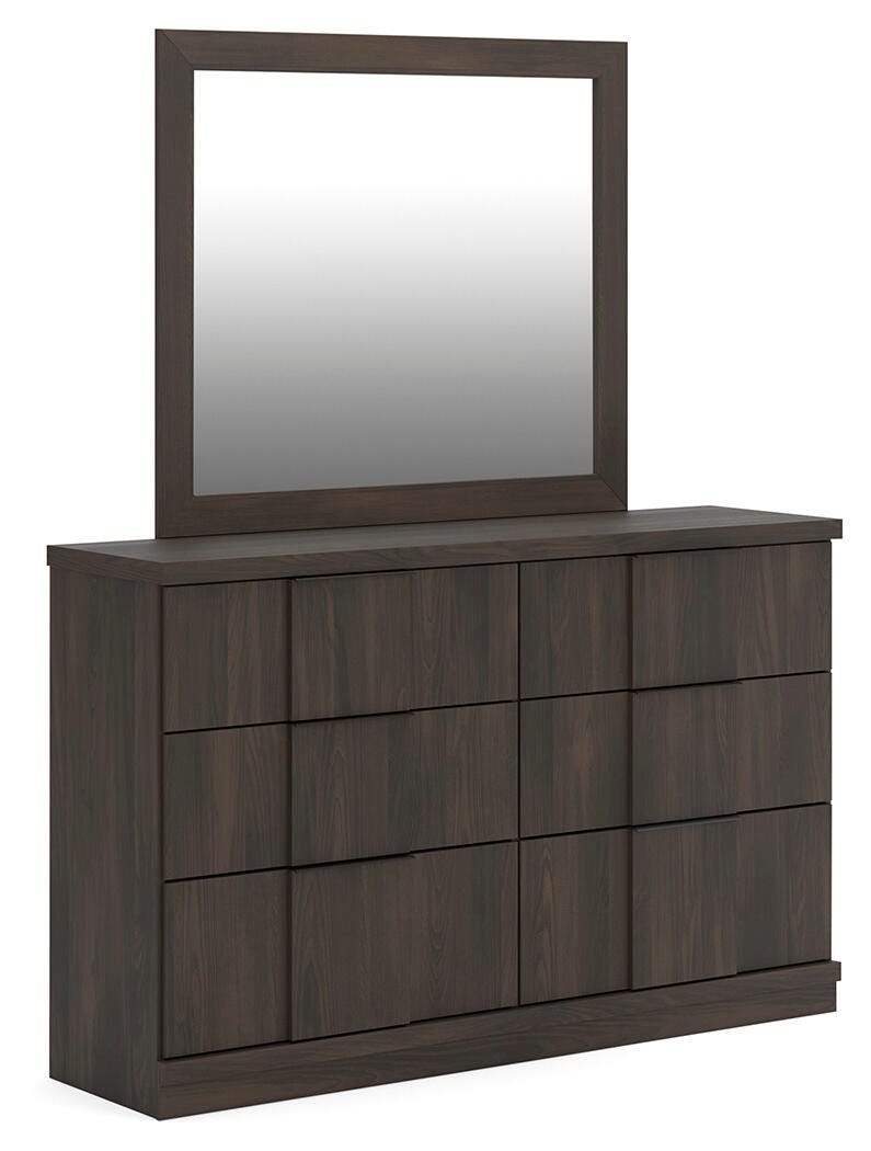 Shaehartin Dark Brown Dresser and Mirror