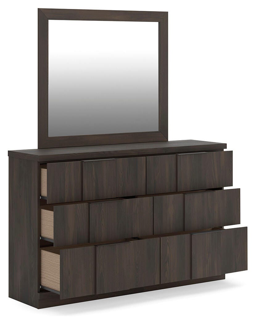 Shaehartin Dark Brown Dresser and Mirror