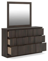 Shaehartin Dark Brown Dresser and Mirror