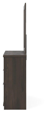 Shaehartin Dark Brown Dresser and Mirror