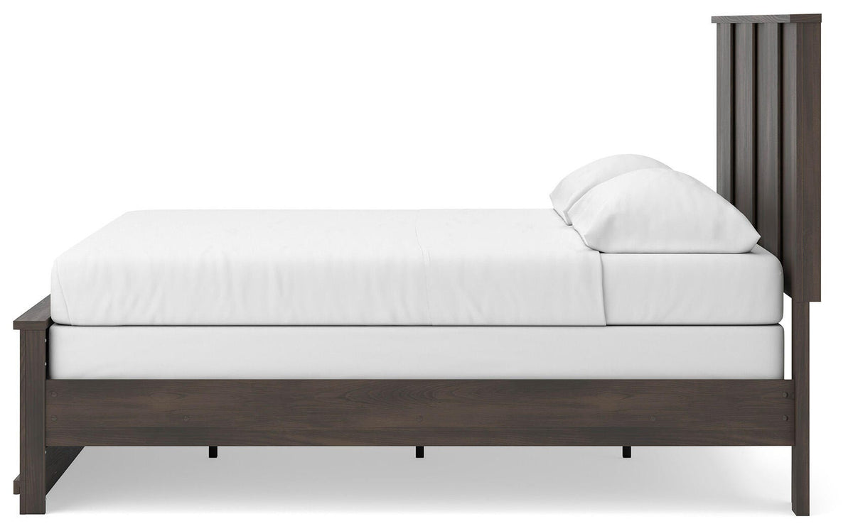 Shaehartin Dark Brown King Panel Bed by Ashley at Eve Furniture