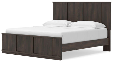 Shaehartin Dark Brown King Panel Platform Bed by Ashley at Eve Furniture