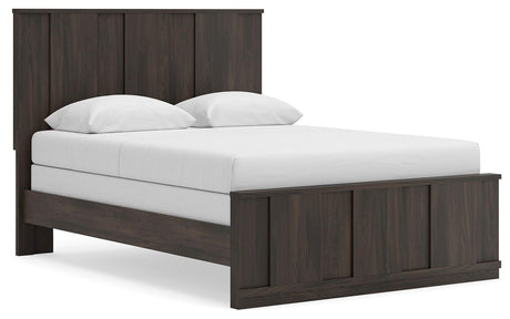 Shaehartin Dark Brown Queen Panel Bed by Ashley at Eve Furniture