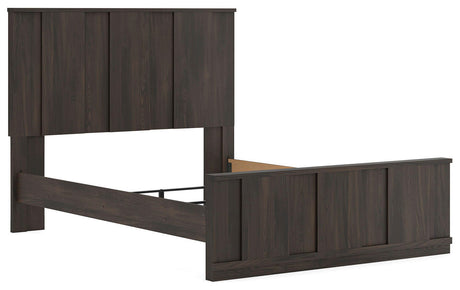 Shaehartin Dark Brown Queen Panel Bed by Ashley at Eve Furniture
