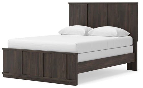 Shaehartin Dark Brown Queen Panel Bed by Ashley at Eve Furniture