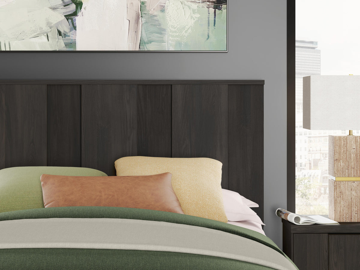 Shaehartin Dark Brown Queen Panel Bed by Ashley at Eve Furniture