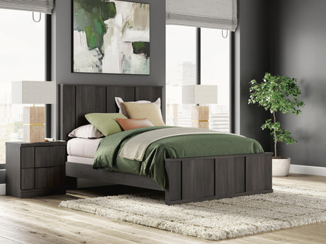Shaehartin Dark Brown Queen Panel Bed by Ashley at Eve Furniture