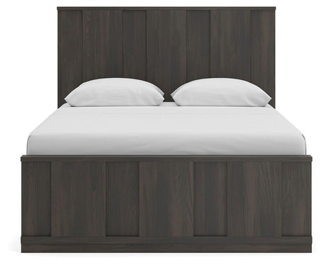 Shaehartin Dark Brown Queen Panel Platform Bed by Ashley at Eve Furniture