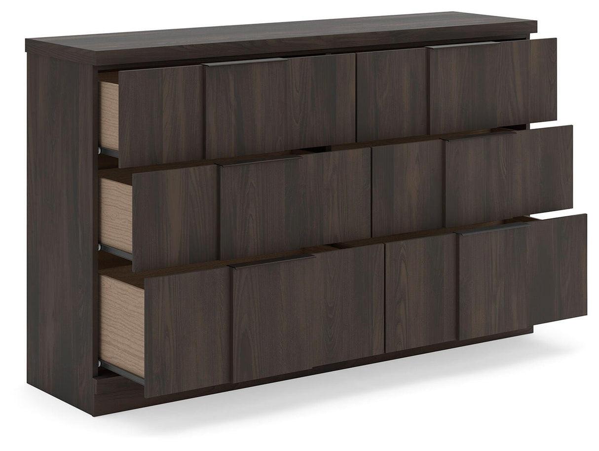 Shaehartin Dark Brown Six Drawer Dresser
