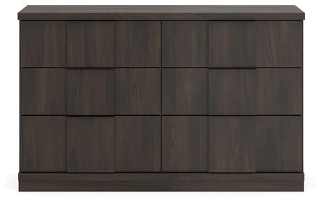 Shaehartin Dark Brown Six Drawer Dresser by Ashley at Eve Furniture