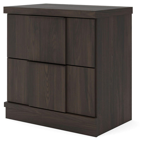 Shaehartin Dark Brown Two Drawer Nightstand by Ashley at Eve Furniture
