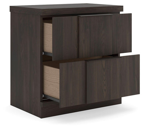 Shaehartin Dark Brown Two Drawer Nightstand by Ashley at Eve Furniture