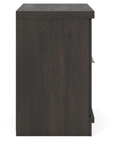 Shaehartin Dark Brown Two Drawer Nightstand by Ashley at Eve Furniture