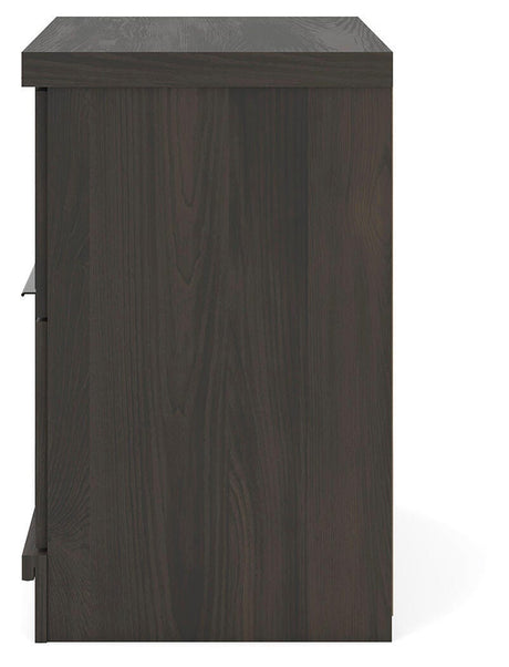 Shaehartin Dark Brown Two Drawer Nightstand by Ashley at Eve Furniture