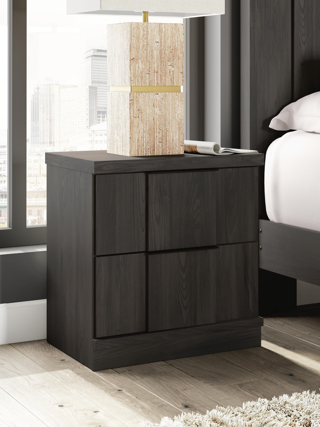Shaehartin Dark Brown Two Drawer Nightstand