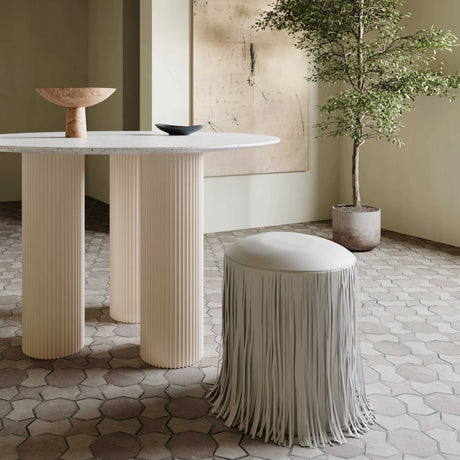 Shag Me Performance Vegan Leather Ottoman by TOV Furniture at Eve Furniture