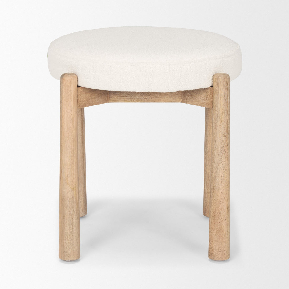 Shaiden Brown Wood w/ Cream Fabric Stool by Mercana at Eve Furniture