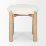 Shaiden Brown Wood w/ Cream Fabric Stool by Mercana at Eve Furniture