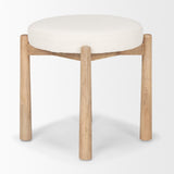Shaiden Brown Wood w/ Cream Fabric Stool by Mercana at Eve Furniture