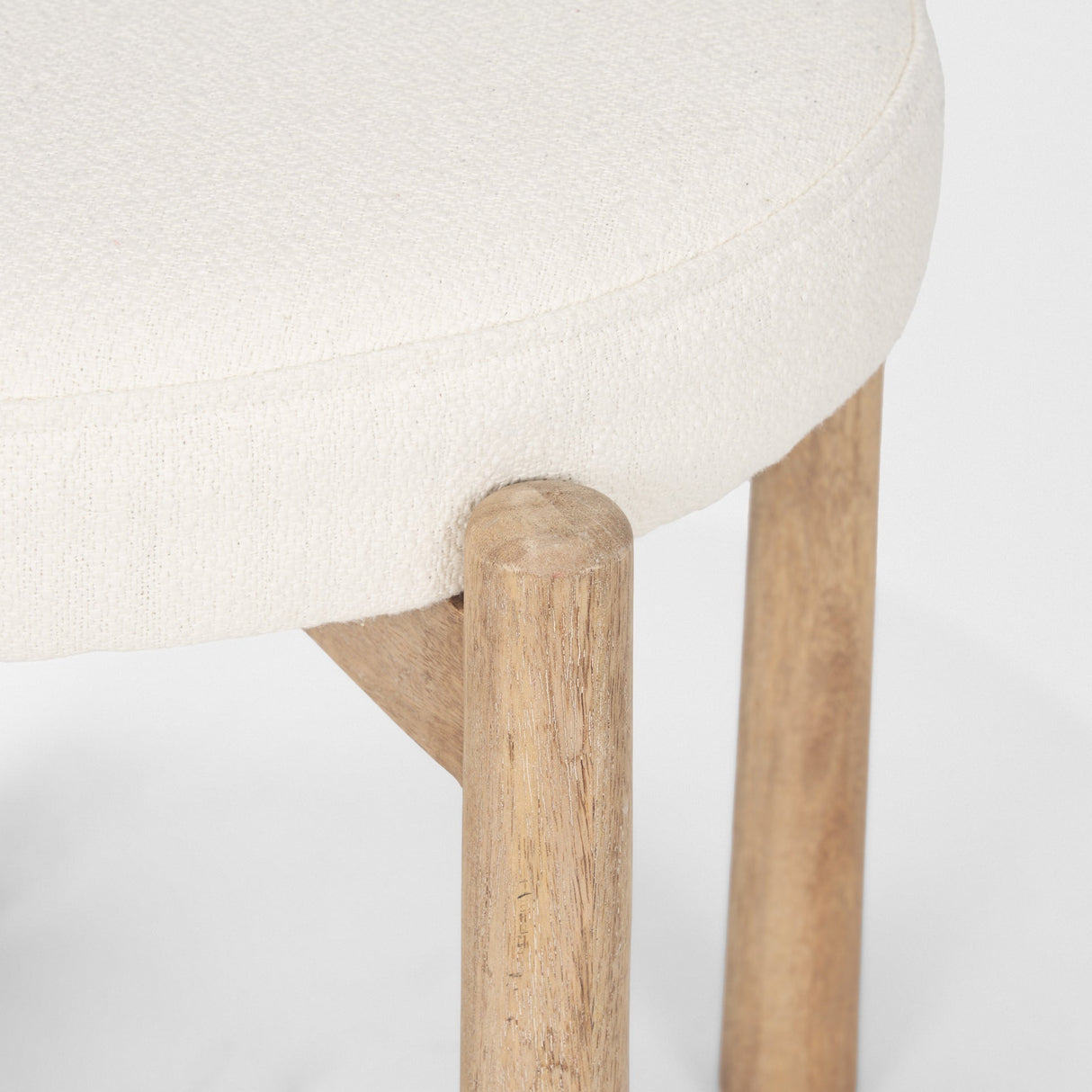 Shaiden Brown Wood w/ Cream Fabric Stool by Mercana at Eve Furniture
