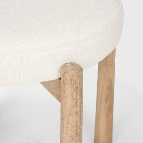 Shaiden Brown Wood w/ Cream Fabric Stool by Mercana at Eve Furniture