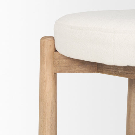 Shaiden Brown Wood w/ Cream Fabric Stool by Mercana at Eve Furniture