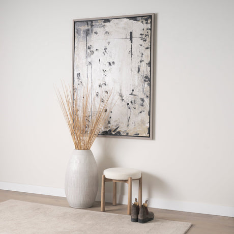 Shaiden Brown Wood w/ Cream Fabric Stool by Mercana at Eve Furniture