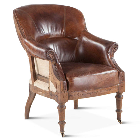 Shakespeare 28" Deconstructed Accent Chair in Vintage Cigar Leather by Home Trends & Design at Eve Furniture