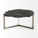 Shale 37" Irregular Live-Edge Black Slate w/Flat Iron Base Coffee Table by Mercana at Eve Furniture
