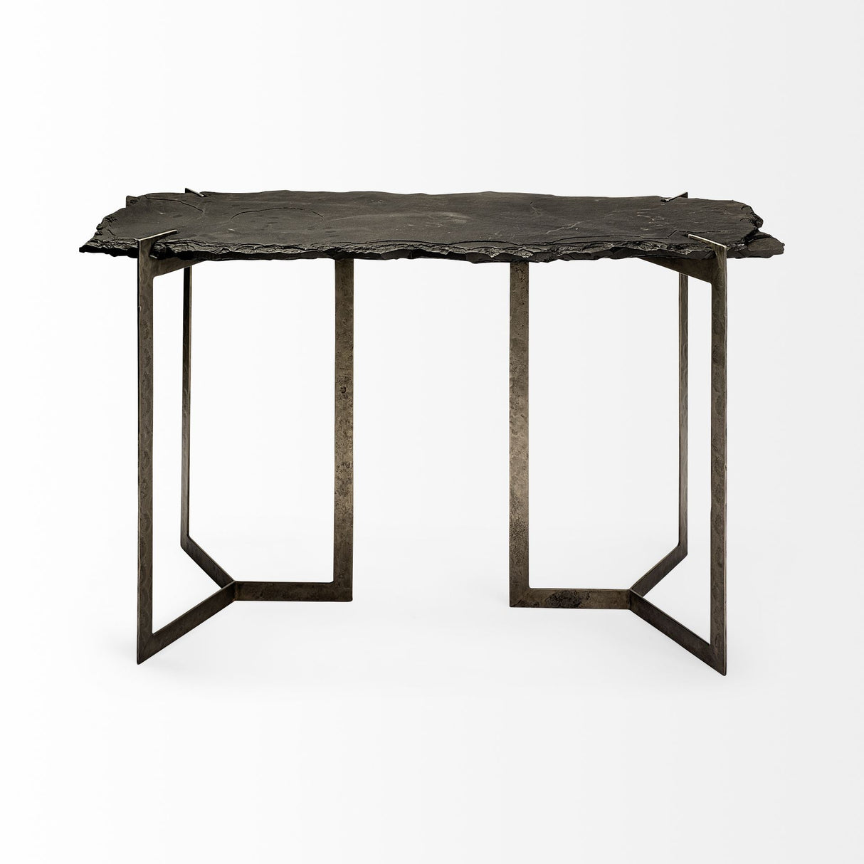 Shale III 50L x 20W Black Live-Edge Slate and Iron Console Table by Mercana at Eve Furniture