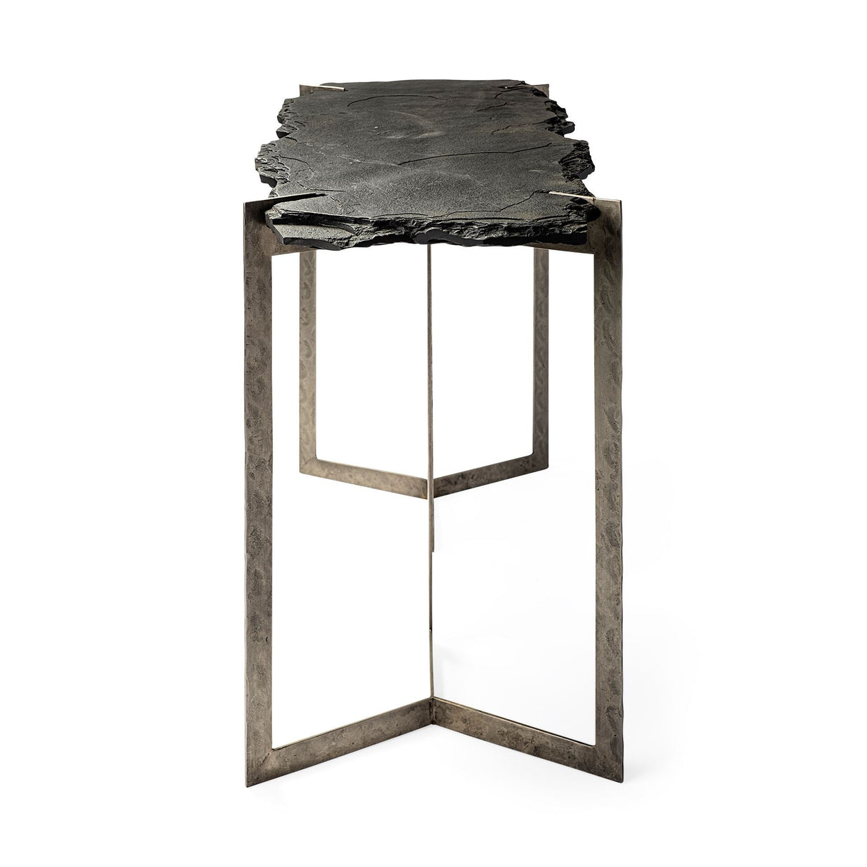 Shale III 50L x 20W Black Live-Edge Slate and Iron Console Table by Mercana at Eve Furniture