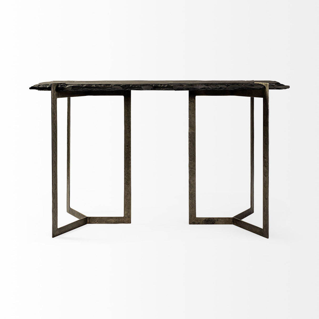 Shale III 50L x 20W Black Live-Edge Slate and Iron Console Table by Mercana at Eve Furniture