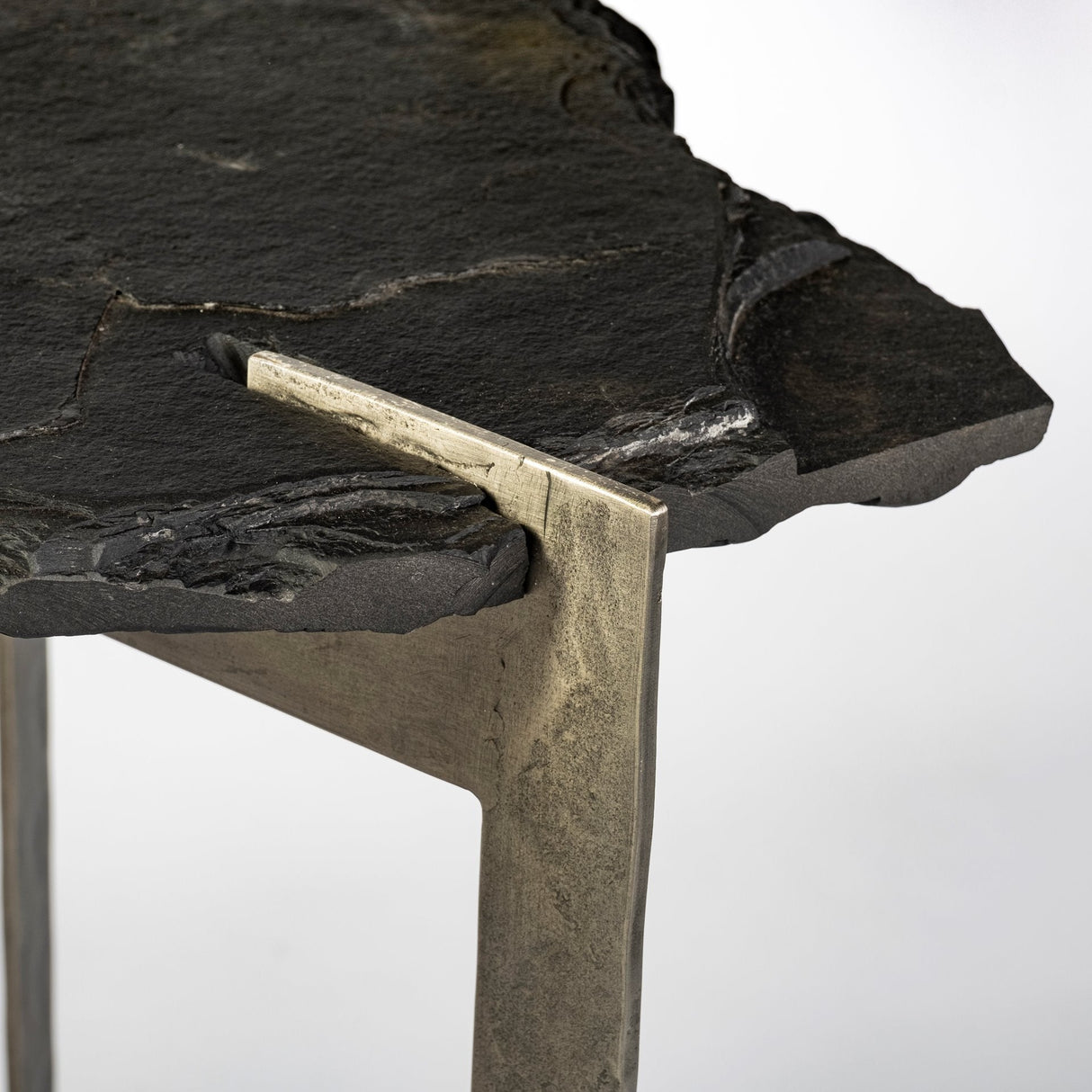 Shale III 50L x 20W Black Live-Edge Slate and Iron Console Table by Mercana at Eve Furniture