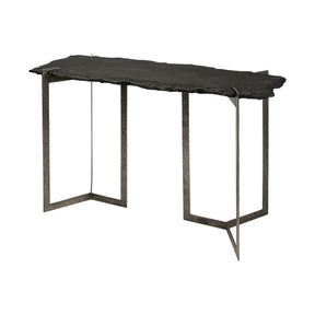 Shale III 50L x 20W Black Live-Edge Slate and Iron Console Table by Mercana at Eve Furniture